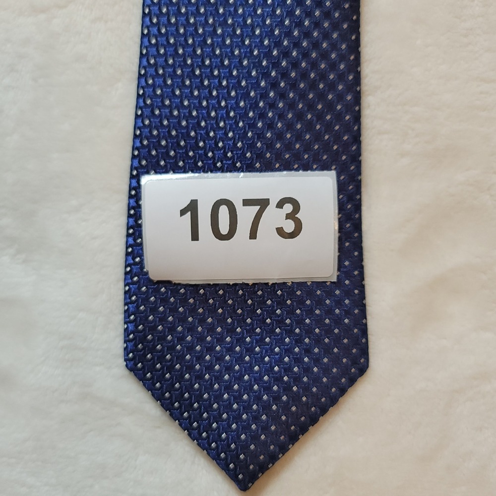 Broletto Necktie Mens OS Blue Geometric Micro Pattern 100% Silk Classic Tie - Picture 8 of 8